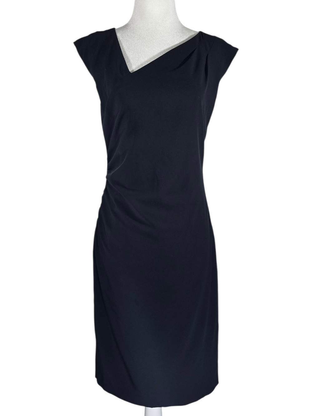 MaxMara Black Cap-Sleeve Midi Sheath Dress